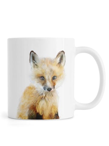 Juniqe Tasse "Little Fox" in Braun & Gelb