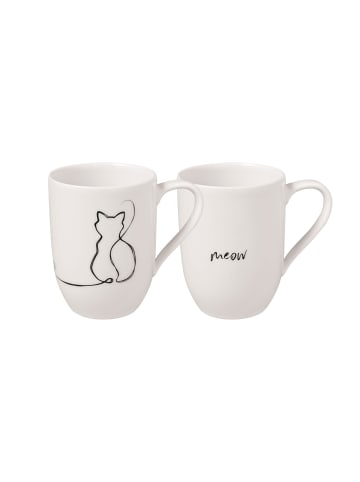 Villeroy & Boch 2er Set Kaffeebecher Cat Statement 280 ml in weiß