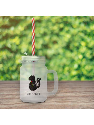 Mr. & Mrs. Panda Blümchentailglas Stinktier Blume mit Spruch in Transparent