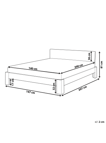 Beliani Doppelbett ROYAN in Weiß - (W) 147 x (H) 81 x (L) 207 cm