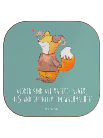 Mr. & Mrs. Panda Glasuntersetzer Widder Power mit Spruch in Meeresbrise