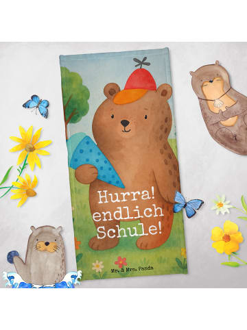 Mr. & Mrs. Panda Strandlaken Bär Schultüte Design mit Spruch in Blau Pastell