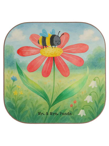 Mr. & Mrs. Panda Glasuntersetzer Hummel Blume Design ohne Spruch in Weiß