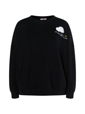 myMo Damen Sweatshirt Mit Applikation in Schwarz