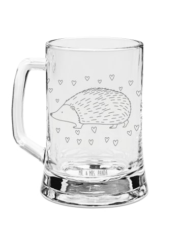Mr. & Mrs. Panda Gravur Bierkrug Igel Herzen ohne Spruch in Transparent