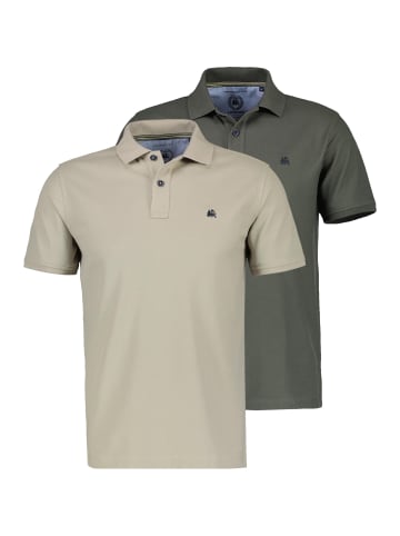 Lerros Poloshirt Basic in beige / dunkelgrün