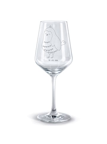 Mr. & Mrs. Panda Rotweinglas mit Gravur Eule Zufrieden ohne Spruch in Transparent