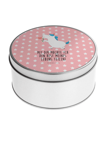 Mr. & Mrs. Panda Erinnerungsbox Einhorn Blume mit Spruch in Rot Pastell