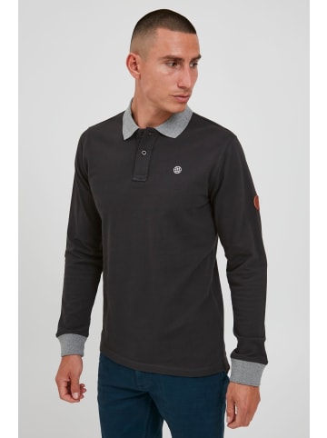 BLEND Langarm-Poloshirt in grau