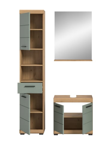 xonox.home Badkombination in Artisan Eiche/Salbei - (B) 112 x (H) 191 x (T) 34