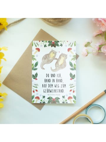 Mr. & Mrs. Panda Beileidskarte Otter Glühweinstand mit Spruch in Weiß