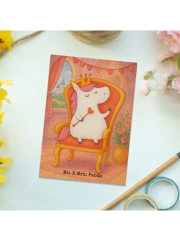Mr. & Mrs. Panda Postkarte Einhorn Prinzessin Design ohne Spruch in Weiß