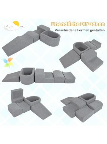 COSTWAY 5 tlg. Schaumstoffbausteine ohne Bälle Cordstoff in Grau