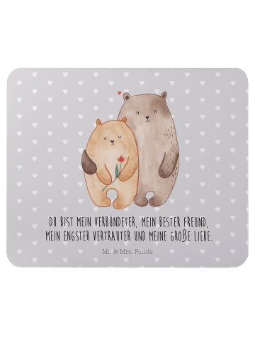 Mr. & Mrs. Panda Mauspad Bären Liebe mit Spruch in Grau Pastell