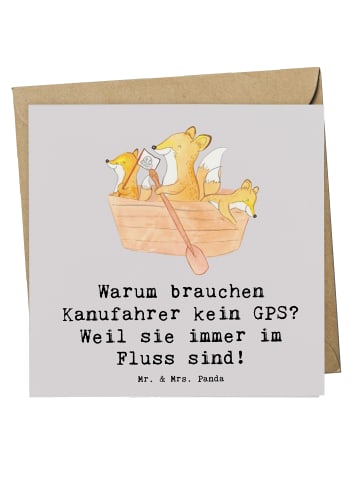 Mr. & Mrs. Panda Faltkarte Kanu Lebensweg mit Spruch in Grau Pastell
