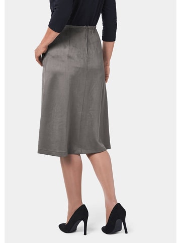 GOLDNER Kurzgröße:  bequemer Rock in Velourslederoptik in stein