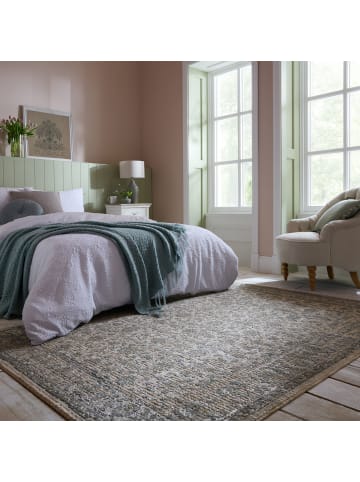 KADIMA DESIGN Orientteppich Vintage Blumen-Muster, Wohnzimmer in Erdtöne-Grün