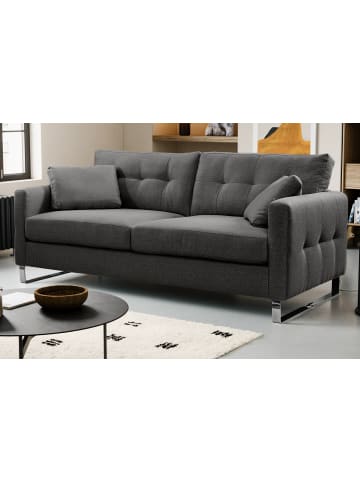 Inn.Furn Sofa grau Flachgewebe 2,5-Sitzer 203 cm, Couch mit Steppoptik