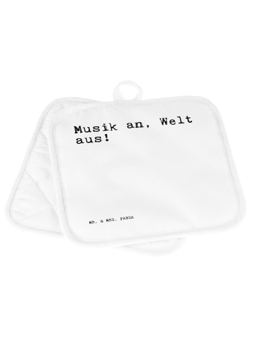 Mr. & Mrs. Panda Topfuntersetzer Musik an, Welt aus!... mit Spruch in Weiß