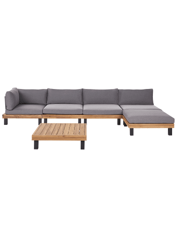 Beliani 6-tlg Lounge Set FRAZZANO in Grau/Heller Holzfarbton