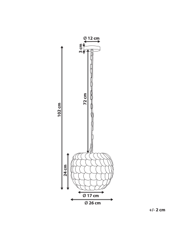 Beliani Pendelleuchten MASKELIYA in Beige/Gold - (W) 26 x (H) 102 x (L) 26 cm