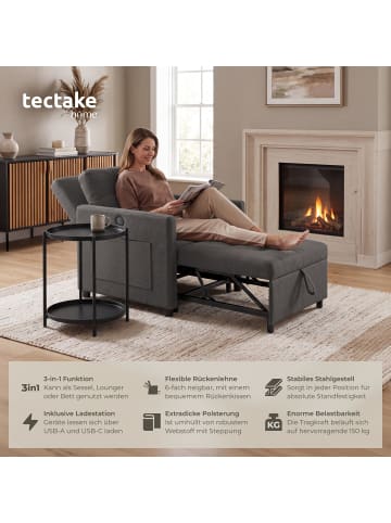tectake Schlafsessel Toyama, 82 x 80 x 86 cm, Belastbarkeit 150 kg, dunkelgrau