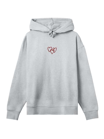 F4NT4STIC Hoodie Rote Herzen Bestickt in grau meliert
