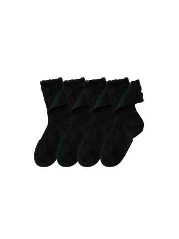 MUNADUNA 4er-Pack Lochmuster Kreis-Mittelsocken in Schwarz