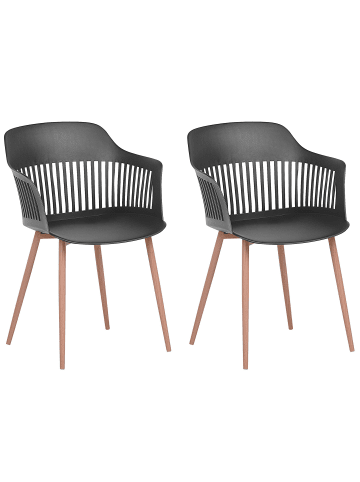 Beliani 2er-Set Esszimmerstuhl BERECA in Schwarz/Braun
