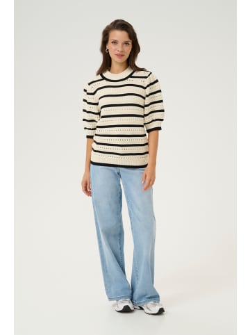 Kaffe Strickpullover KAevelyn in Turtledove / Black Stripe