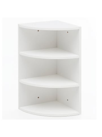 KADIMA DESIGN Eckregal: Modern, 3 Fächer, runde Front, Melaminharz-Beschichtung in Weiß