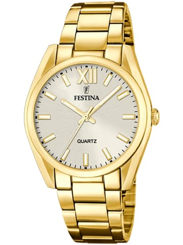 Festina Edelstahl vergoldet Armbanduhr 36,8mm