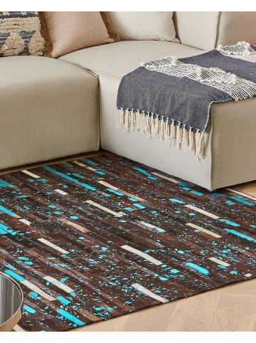 Beliani Patchwork KISIR in Braun/Weiß/Blau - (W) 160 x (H) 1 x (L) 230 cm