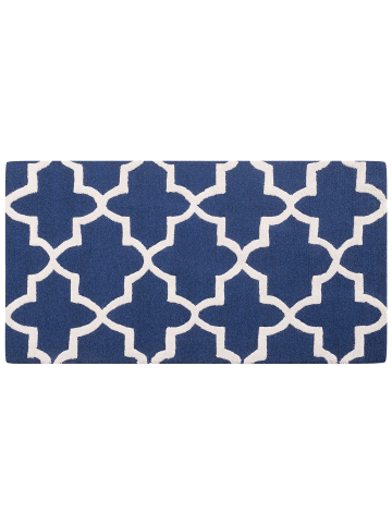 Beliani Kurzflor SILVAN in Blau/Beige - (W) 80 x (H) 1 x (L) 150 cm