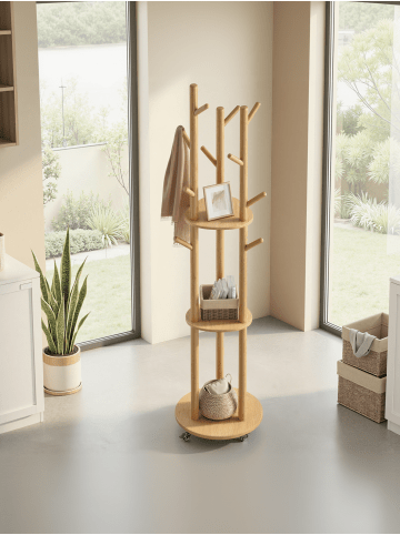 VASAGLE Garderobenständer Andi in Naturfarben - (B)40 x (H)175 x (T)40 cm