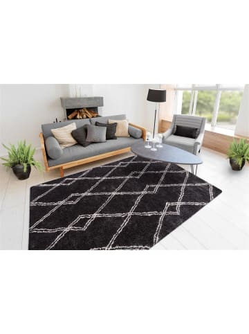 Kayoom Hochflor Teppich Orlando 125 in anthrazit - rechteckig