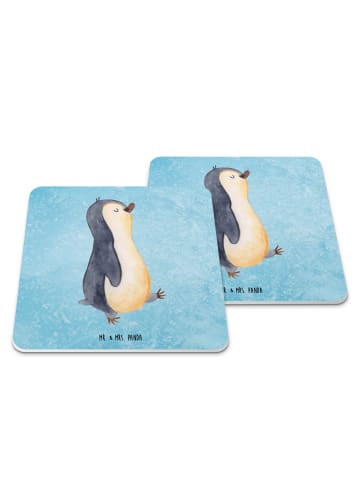 Mr. & Mrs. Panda Untersetzer Pinguin mHerzieren ohne Spruch in Eisblau