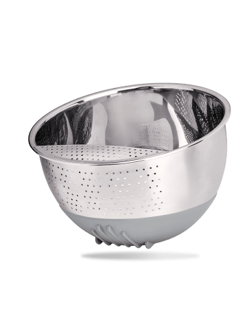 Reishunger Reis Waschschüssel Grey (22 cm / Edelstahl mit Silikonfuß)