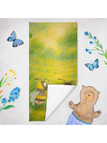 Mr. & Mrs. Panda Badehandtuch Hummeln Kleeblatt Design ohne Spruch in Gelb Pastell