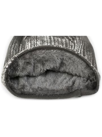 styleBREAKER Feinstrick Beanie Mütze in Dunkelgrau / Silber