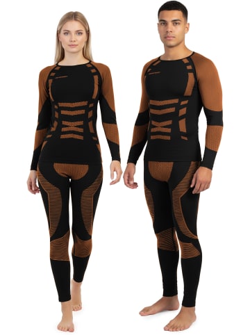 normani 2 x Lange Unterhosen Ski- und Thermounterwäsche in Orange/Schwarz