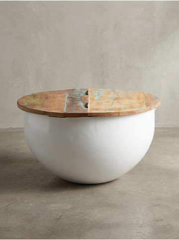 KADIMA DESIGN Industrie Couchtisch mit klappbarer Tischplatte und Aufbewahrung in Weiß