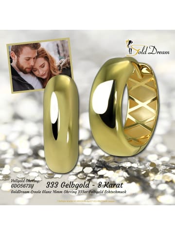 GoldDream Gold, 333er Gelbgold Damen Creolen Glanz Ohrring ca. 16mm