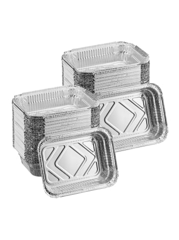 relaxdays 100 x Aluschalen in Silber - (B)18,5 x (H)4,5 x (T)13 cm