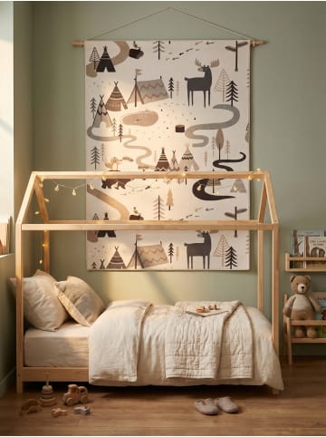KADIMA DESIGN Kinderteppich Dinosaurier Waschbar Rutschfest Spielteppich in Creme