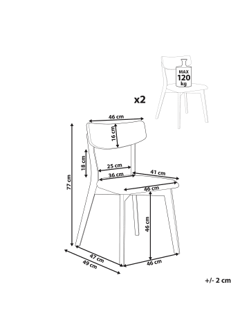 Beliani 2er-Set Esszimmerstuhl HOPE in Braun/Beige