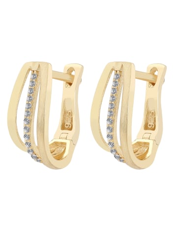 Adeliás Damen Ohrringe – Ohrstecker aus 925 Silber mit Zirkonia in gold