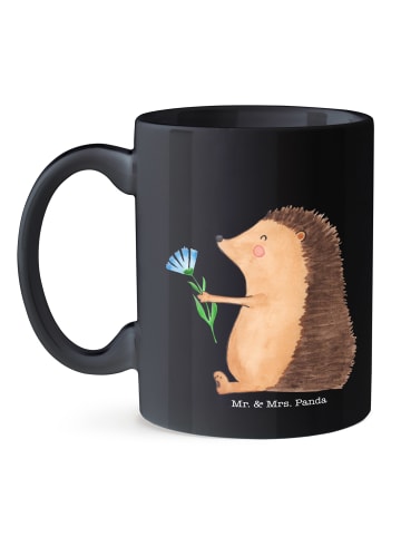 Mr. & Mrs. Panda Becher Igel Blumen ohne Spruch in Schwarz