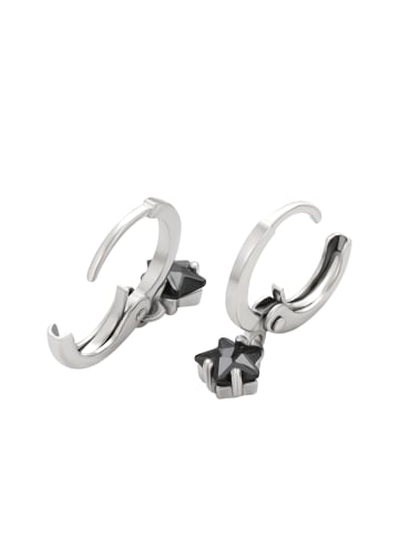 faina Women Huggie Earrings in Silver Black