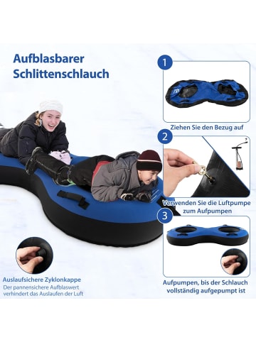 COSTWAY Schlitten 2 Sitzer Aufblasbar in Blau